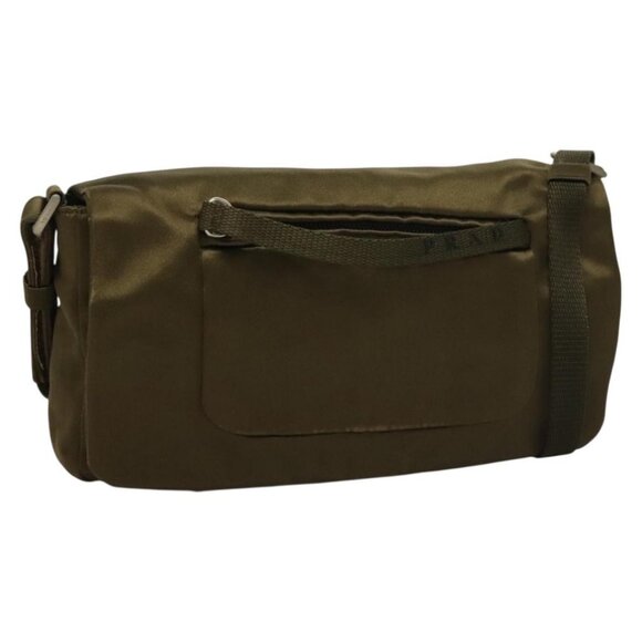 PRADA Shoulder Bag Satin Green Silver Auth 129632 - Picture 1 of 16